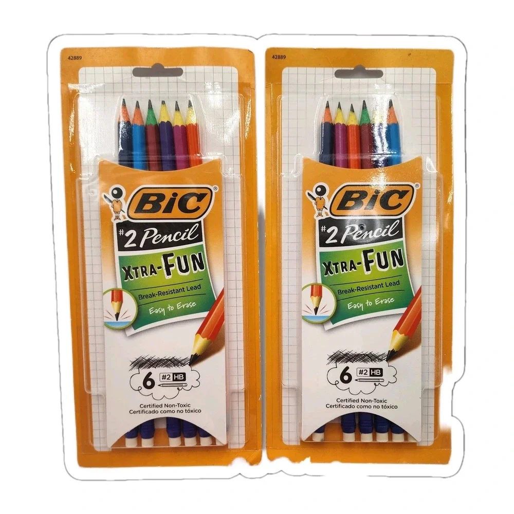 Bic No 2 Pencil Xtra Fun Break Resistant Leads HB Colorful Lot‎ Of 2 6 Pack New